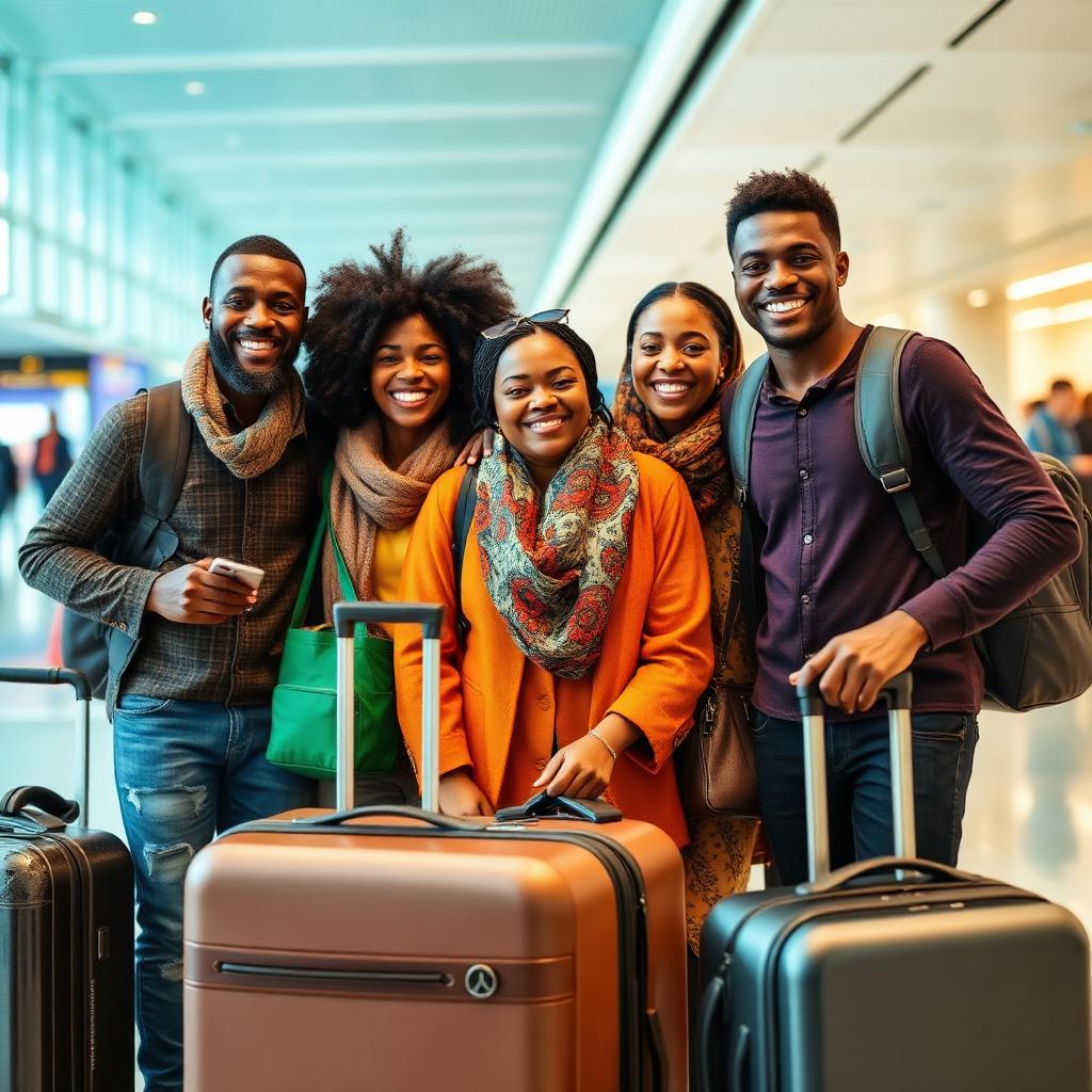 Group of travelers at airport