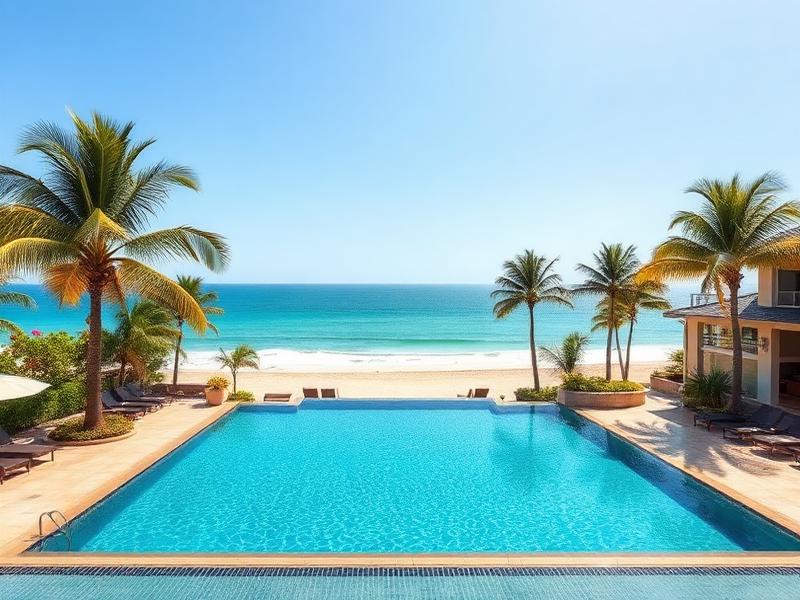 Luxury resort pool overlooking ocean
